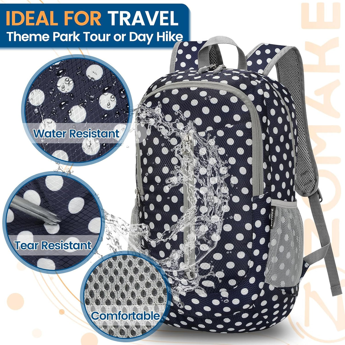 Ultra Lightweight Packable Backpack 25L - Foldable Hiking Backpacks Water Resistant Small Folding Daypack for Travel(Navy Blue)
