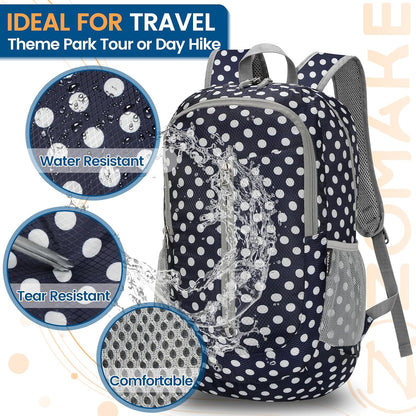 Ultra Lightweight Packable Backpack 25L - Foldable Hiking Backpacks Water Resistant Small Folding Daypack for Travel(Navy Blue)