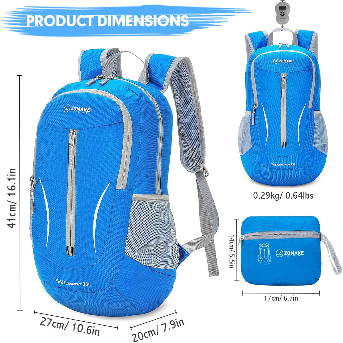 Ultra Lightweight Packable Backpack 25L - Foldable Hiking Backpacks Water Resistant Small Folding Daypack for Travel(Navy Blue)