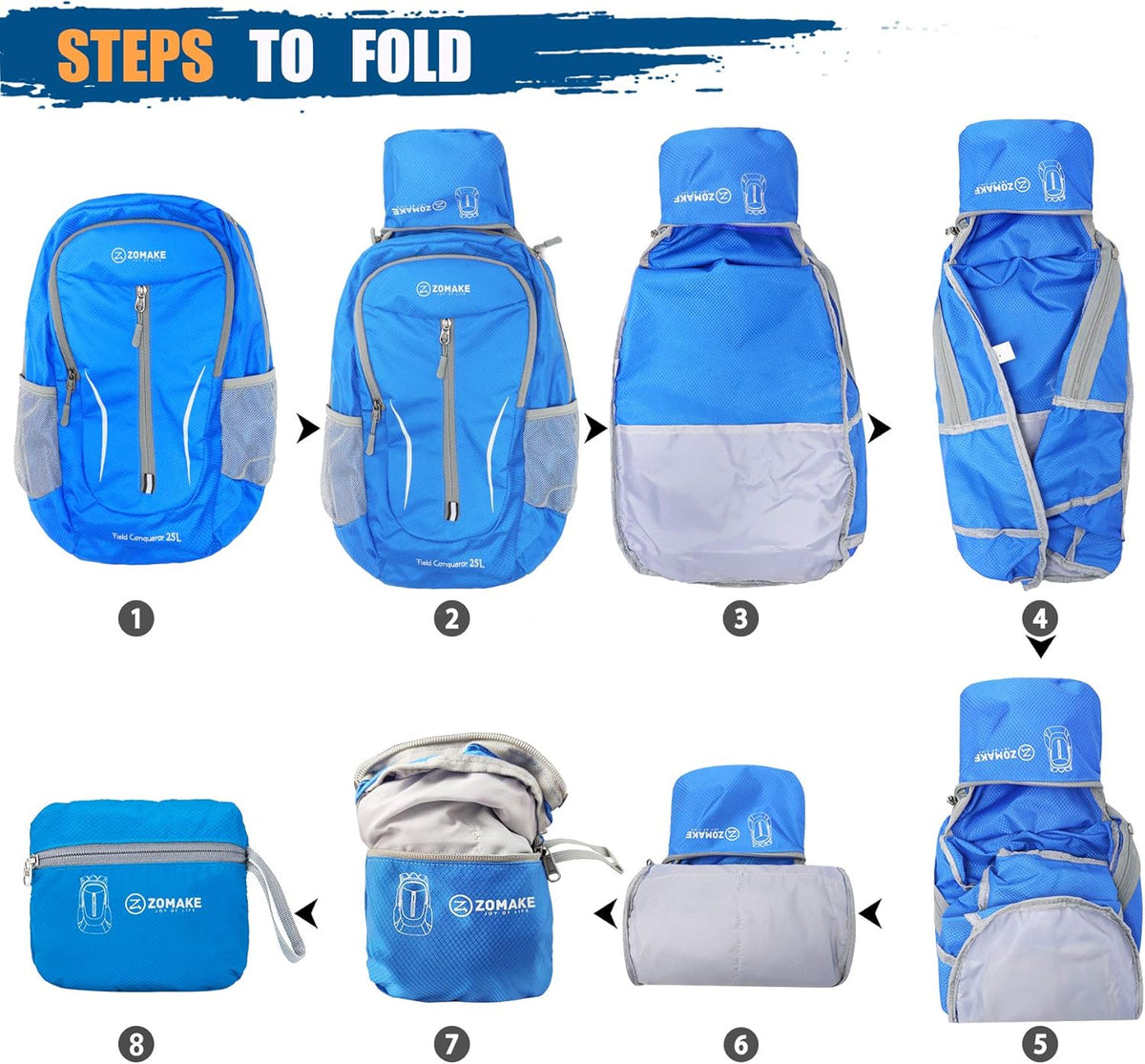 Ultra Lightweight Packable Backpack 25L - Foldable Hiking Backpacks Water Resistant Small Folding Daypack for Travel(Navy Blue)