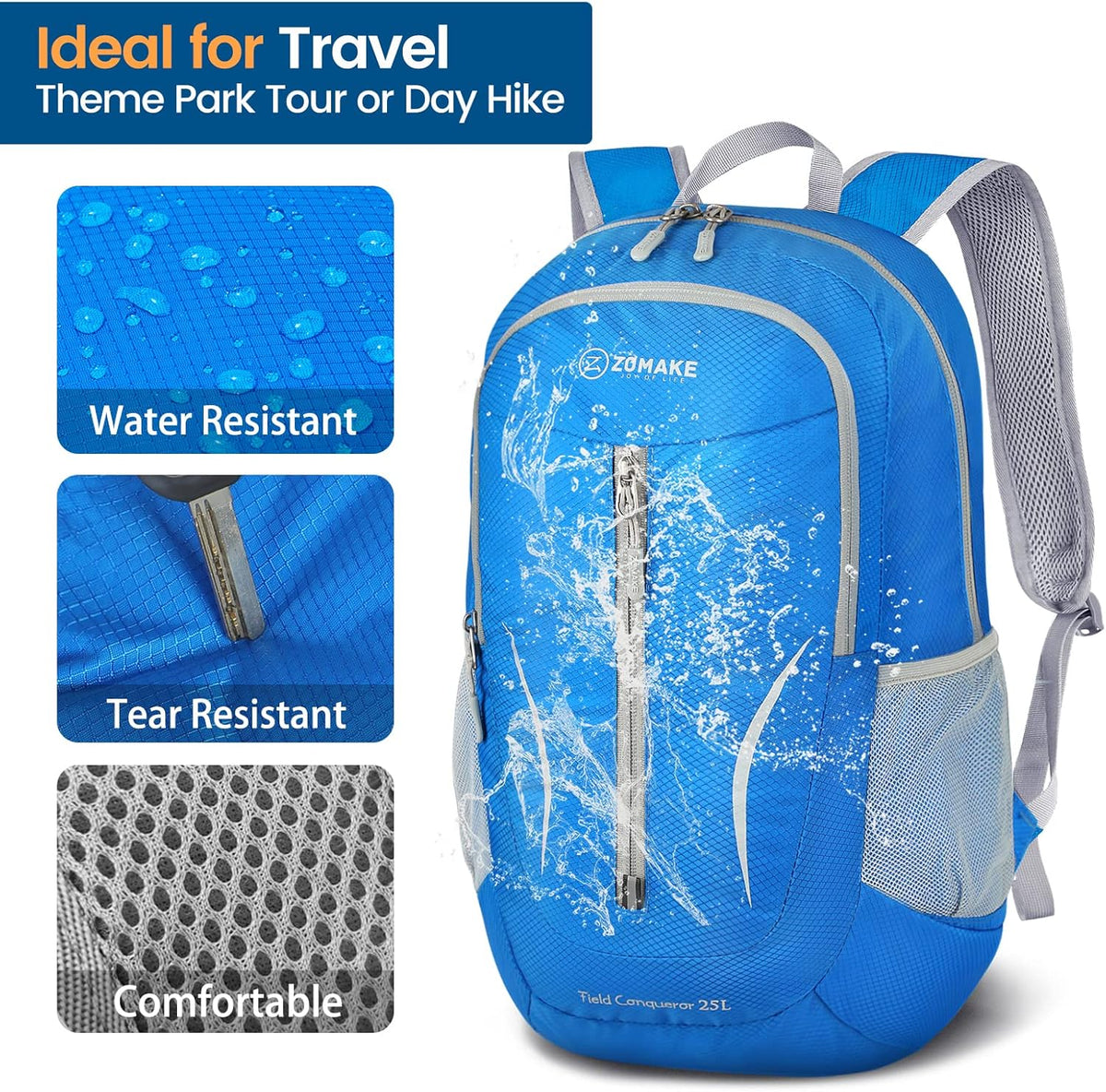 Ultra Lightweight Packable Backpack 25L - Foldable Hiking Backpacks Water Resistant Small Folding Daypack for Travel(Navy Blue)