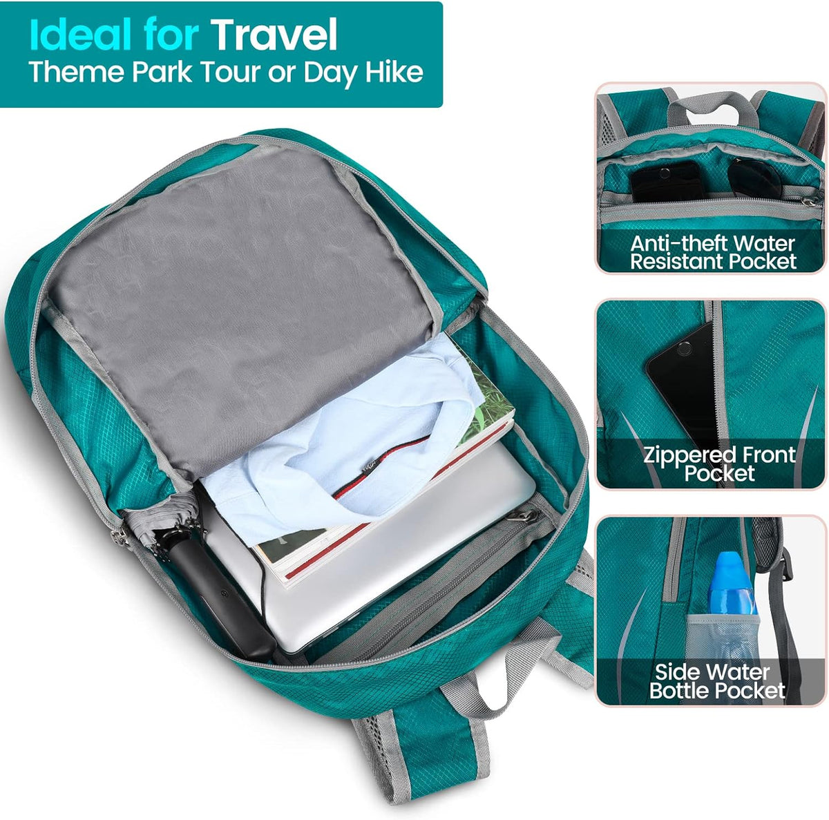 Ultra Lightweight Packable Backpack 25L - Foldable Hiking Backpacks Water Resistant Small Folding Daypack for Travel(Navy Blue)