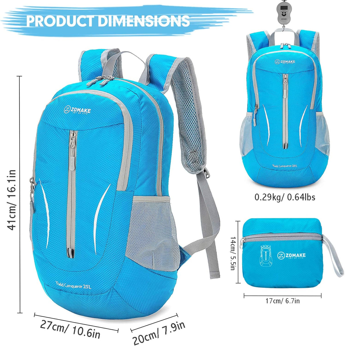 Ultra Lightweight Packable Backpack 25L - Foldable Hiking Backpacks Water Resistant Small Folding Daypack for Travel(Navy Blue)