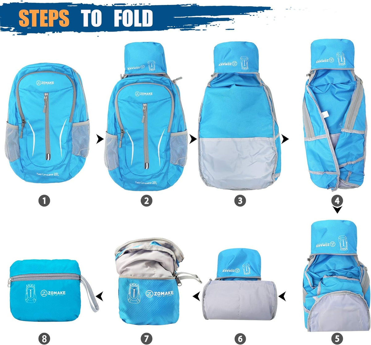 Ultra Lightweight Packable Backpack 25L - Foldable Hiking Backpacks Water Resistant Small Folding Daypack for Travel(Navy Blue)