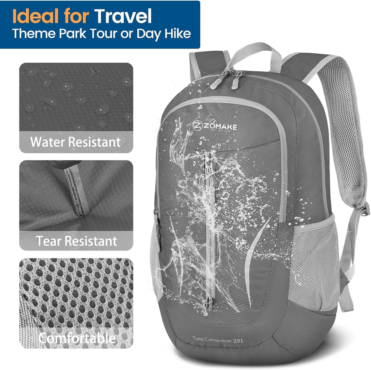 Ultra Lightweight Packable Backpack 25L - Foldable Hiking Backpacks Water Resistant Small Folding Daypack for Travel(Navy Blue)