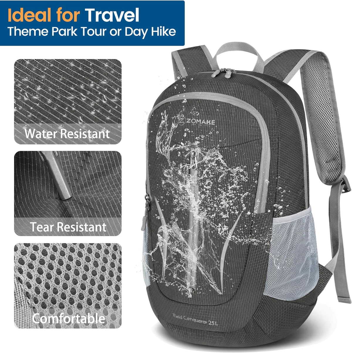 Ultra Lightweight Packable Backpack 25L - Foldable Hiking Backpacks Water Resistant Small Folding Daypack for Travel(Navy Blue)
