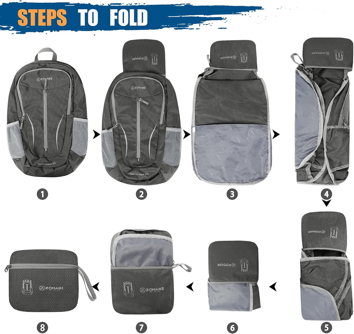 Ultra Lightweight Packable Backpack 25L - Foldable Hiking Backpacks Water Resistant Small Folding Daypack for Travel(Navy Blue)
