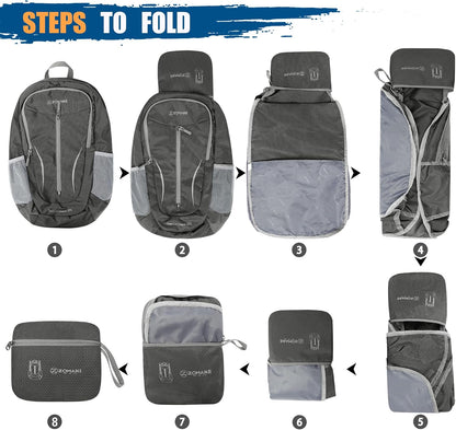 Ultra Lightweight Packable Backpack 25L - Foldable Hiking Backpacks Water Resistant Small Folding Daypack for Travel(Navy Blue)