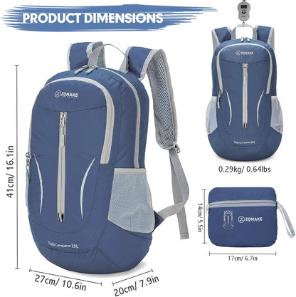 Ultra Lightweight Packable Backpack 25L - Foldable Hiking Backpacks Water Resistant Small Folding Daypack for Travel(Navy Blue)