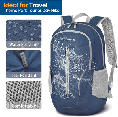 Ultra Lightweight Packable Backpack 25L - Foldable Hiking Backpacks Water Resistant Small Folding Daypack for Travel(Navy Blue)