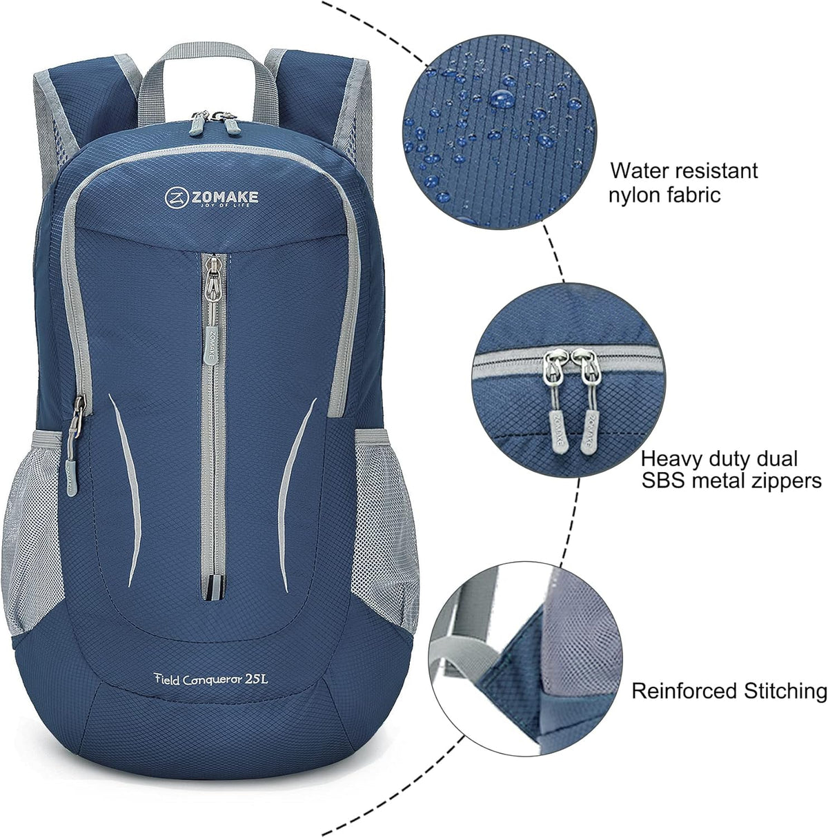 Ultra Lightweight Packable Backpack 25L - Foldable Hiking Backpacks Water Resistant Small Folding Daypack for Travel(Navy Blue)