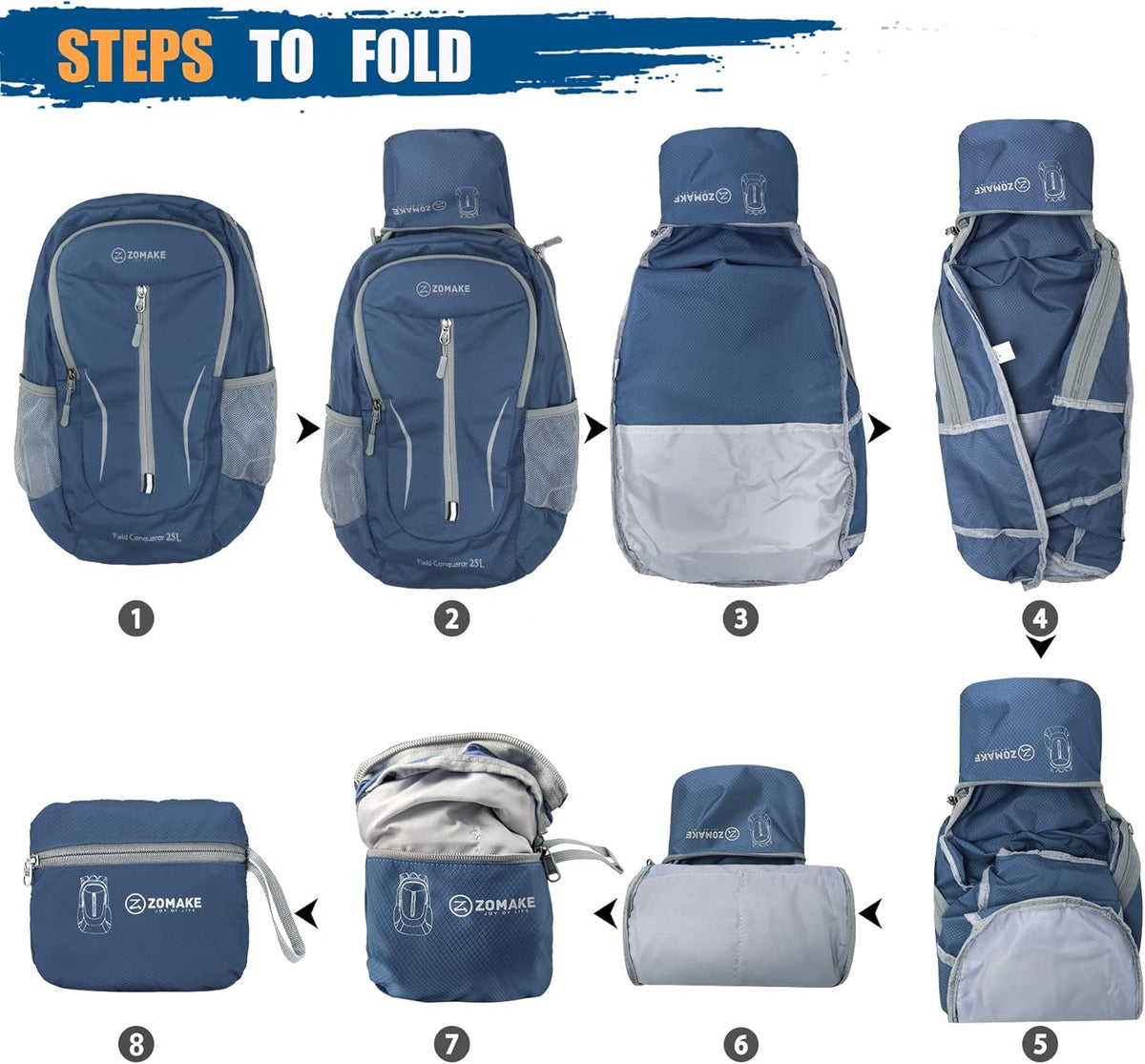 Ultra Lightweight Packable Backpack 25L - Foldable Hiking Backpacks Water Resistant Small Folding Daypack for Travel(Navy Blue)