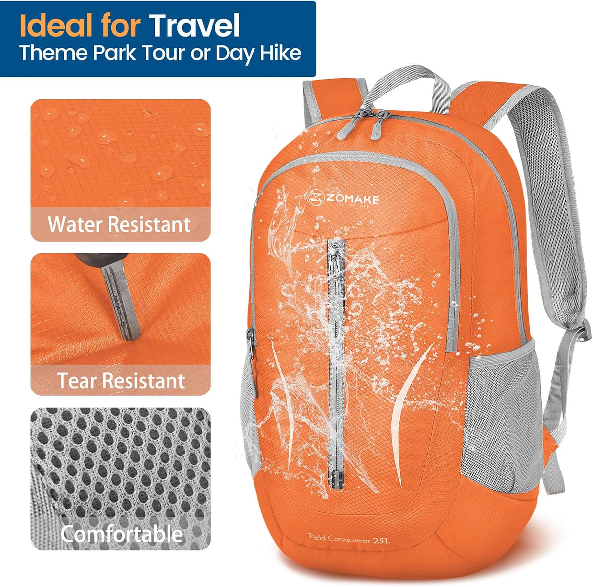 Ultra Lightweight Packable Backpack 25L - Foldable Hiking Backpacks Water Resistant Small Folding Daypack for Travel(Navy Blue)