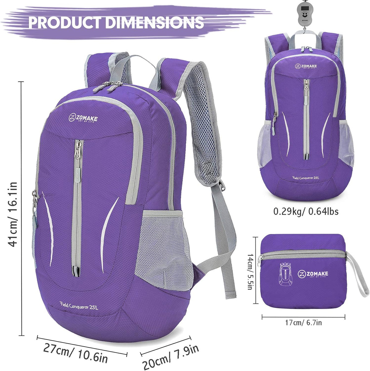Ultra Lightweight Packable Backpack 25L - Foldable Hiking Backpacks Water Resistant Small Folding Daypack for Travel(Navy Blue)