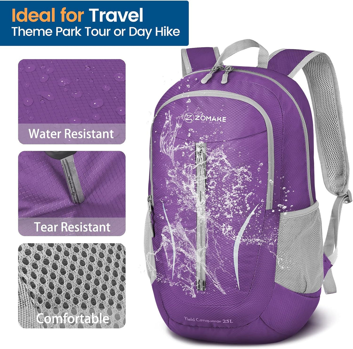Ultra Lightweight Packable Backpack 25L - Foldable Hiking Backpacks Water Resistant Small Folding Daypack for Travel(Navy Blue)