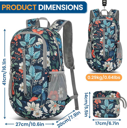 Ultra Lightweight Packable Backpack 25L - Foldable Hiking Backpacks Water Resistant Small Folding Daypack for Travel(Navy Blue)