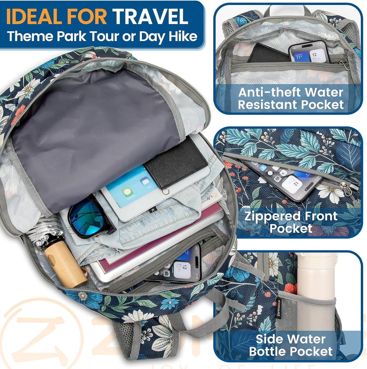 Ultra Lightweight Packable Backpack 25L - Foldable Hiking Backpacks Water Resistant Small Folding Daypack for Travel(Navy Blue)