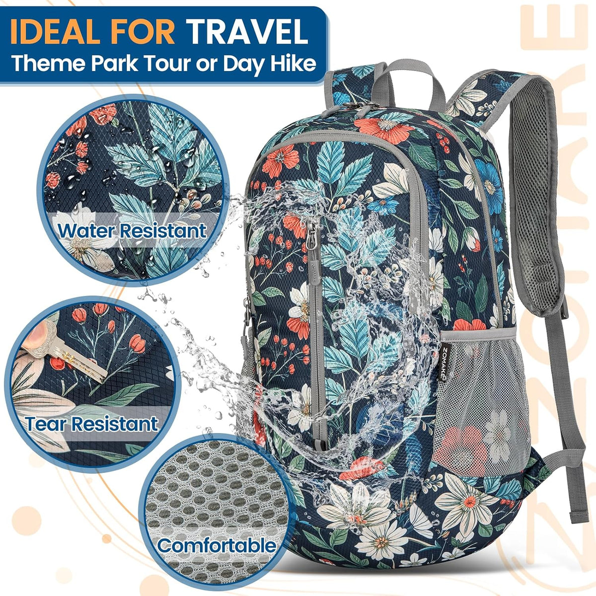 Ultra Lightweight Packable Backpack 25L - Foldable Hiking Backpacks Water Resistant Small Folding Daypack for Travel(Navy Blue)