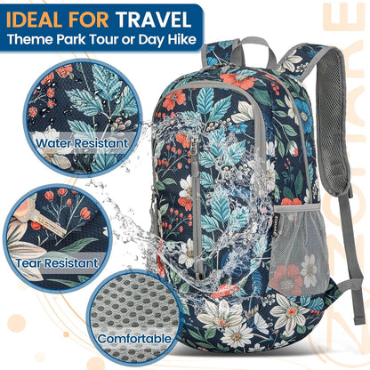 Ultra Lightweight Packable Backpack 25L - Foldable Hiking Backpacks Water Resistant Small Folding Daypack for Travel(Navy Blue)