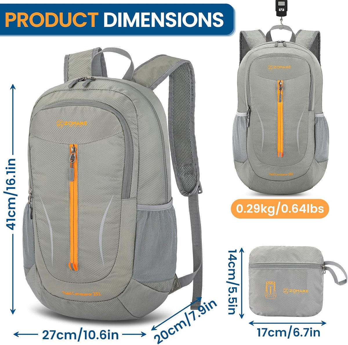 Ultra Lightweight Packable Backpack 25L - Foldable Hiking Backpacks Water Resistant Small Folding Daypack for Travel(Navy Blue)