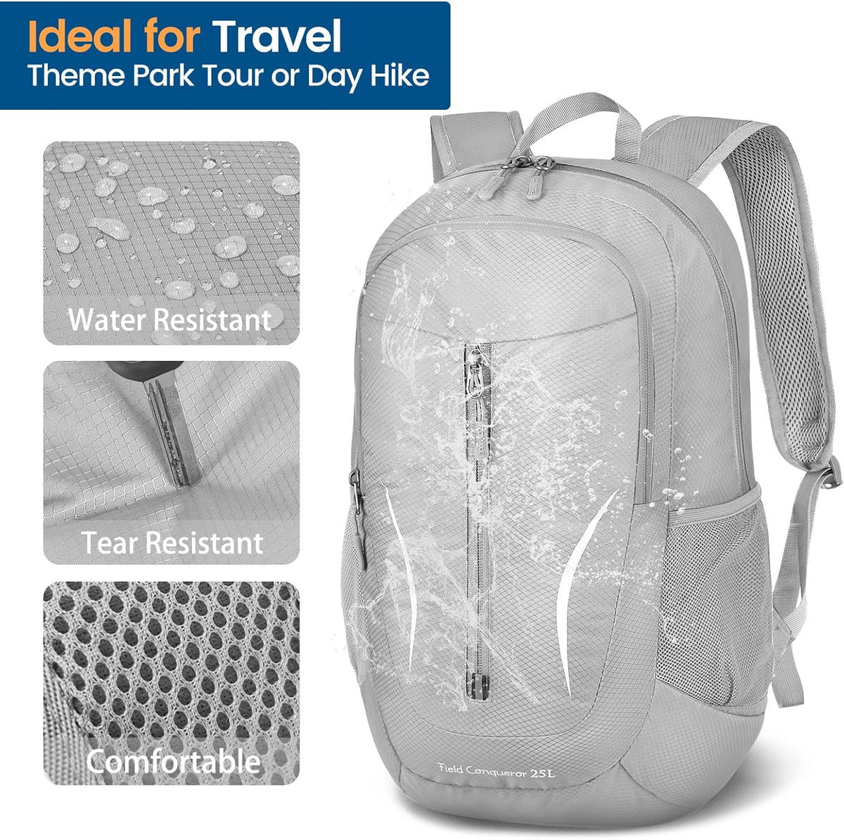 Ultra Lightweight Packable Backpack 25L - Foldable Hiking Backpacks Water Resistant Small Folding Daypack for Travel(Navy Blue)