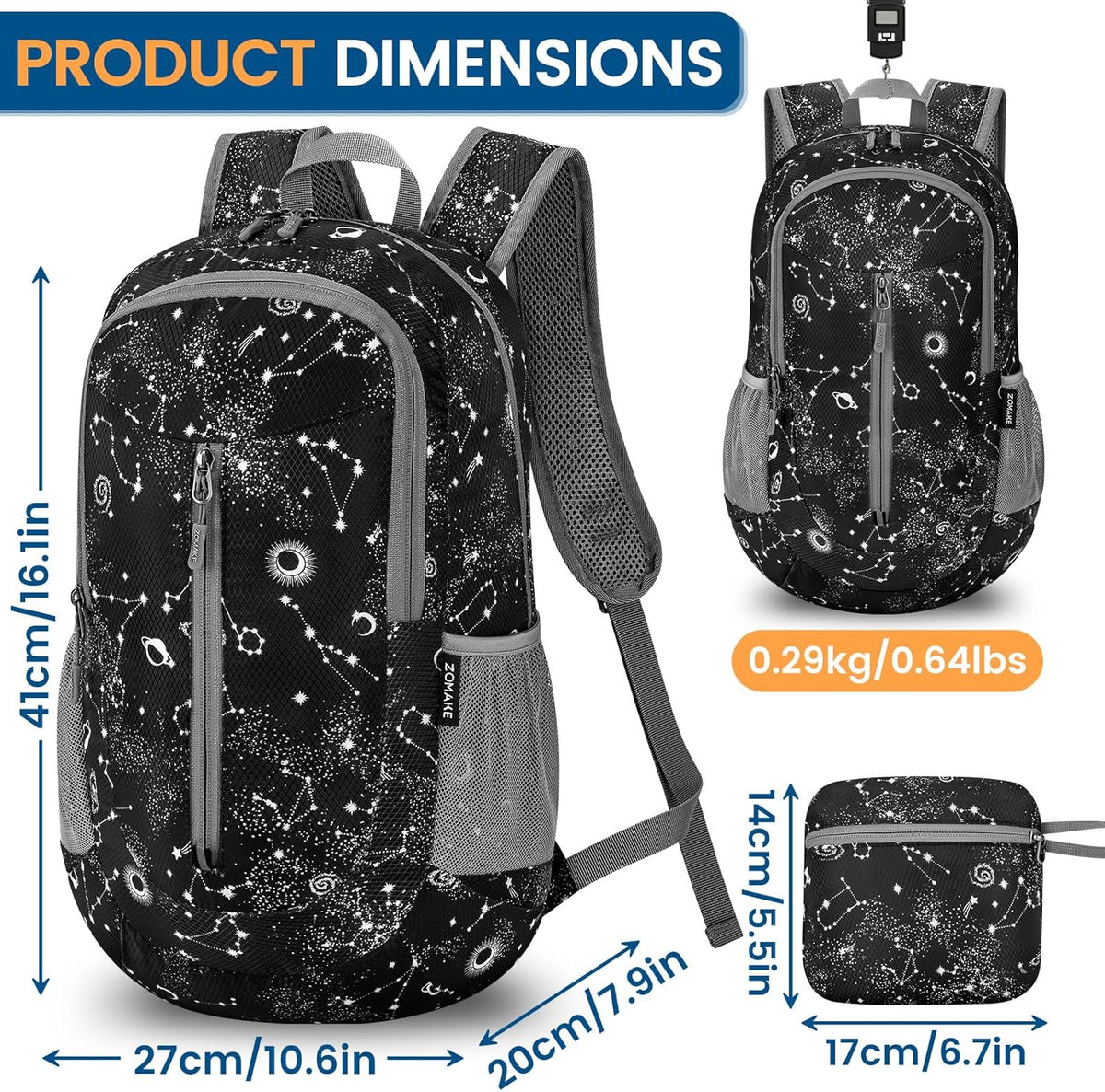 Ultra Lightweight Packable Backpack 25L - Foldable Hiking Backpacks Water Resistant Small Folding Daypack for Travel(Navy Blue)