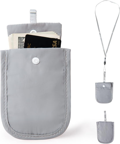 Hidden Bra Wallet - Undercover Travel Pouch with Adjustable Elastic Strap for Credit Cash，Cards, and Valuables - Secret Stash Pocket for All Bra Sizes (grey)