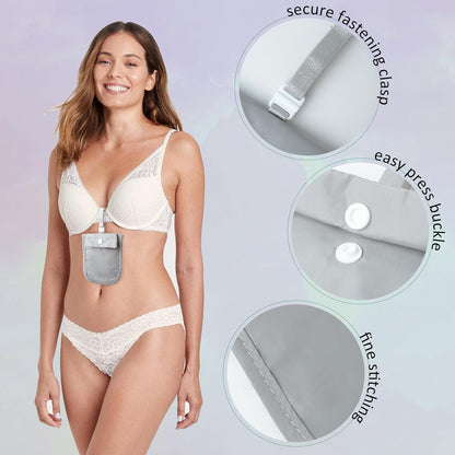 Hidden Bra Wallet - Undercover Travel Pouch with Adjustable Elastic Strap for Credit Cash，Cards, and Valuables - Secret Stash Pocket for All Bra Sizes (grey)