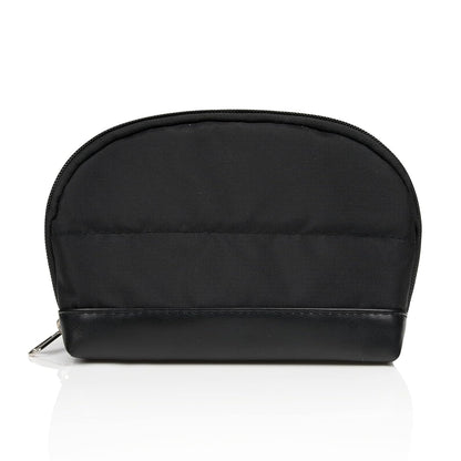 Small Makeup Bag, 2 Layers Travel Make up Organizer Bag with Makeup Brush Holder, Portable Cosmetic Bag for Women/Girls, Blue Flower