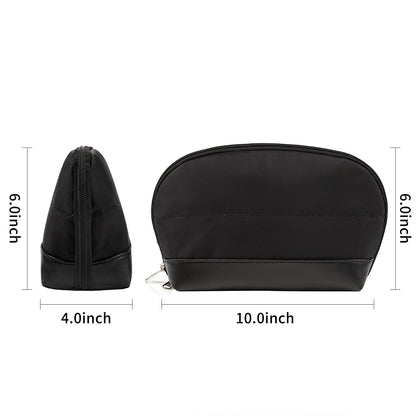 Small Makeup Bag, 2 Layers Travel Make up Organizer Bag with Makeup Brush Holder, Portable Cosmetic Bag for Women/Girls, Blue Flower