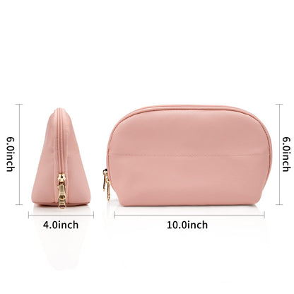 Small Makeup Bag, 2 Layers Travel Make up Organizer Bag with Makeup Brush Holder, Portable Cosmetic Bag for Women/Girls, Blue Flower