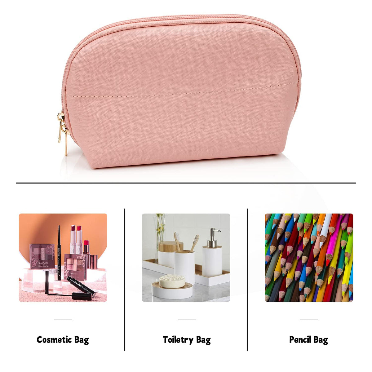 Small Makeup Bag, 2 Layers Travel Make up Organizer Bag with Makeup Brush Holder, Portable Cosmetic Bag for Women/Girls, Blue Flower