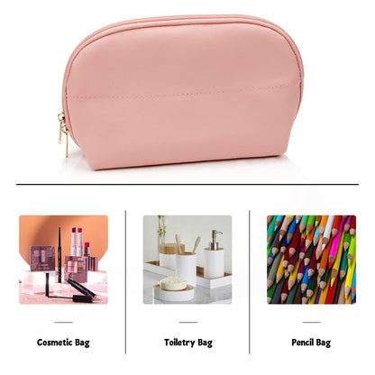 Small Makeup Bag, 2 Layers Travel Make up Organizer Bag with Makeup Brush Holder, Portable Cosmetic Bag for Women/Girls, Blue Flower