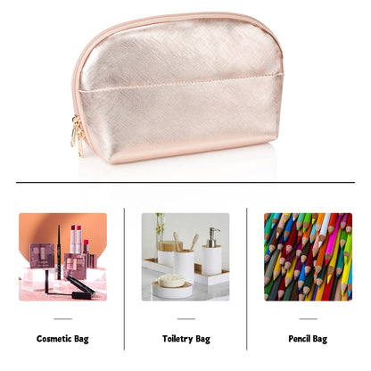 Small Makeup Bag, 2 Layers Travel Make up Organizer Bag with Makeup Brush Holder, Portable Cosmetic Bag for Women/Girls, Blue Flower