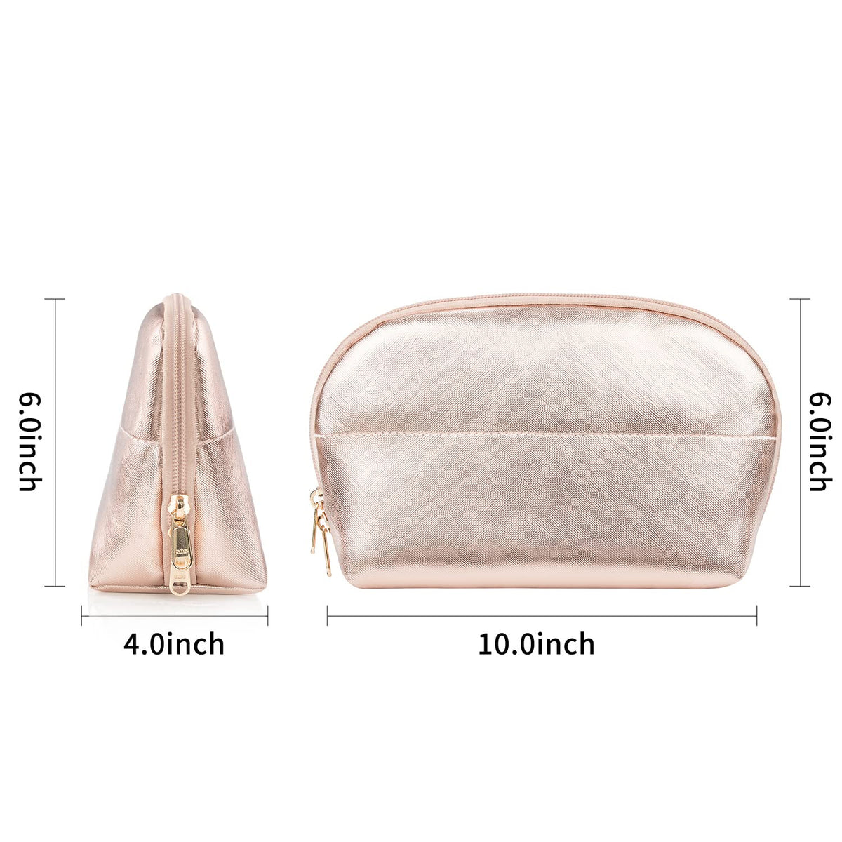 Small Makeup Bag, 2 Layers Travel Make up Organizer Bag with Makeup Brush Holder, Portable Cosmetic Bag for Women/Girls, Blue Flower
