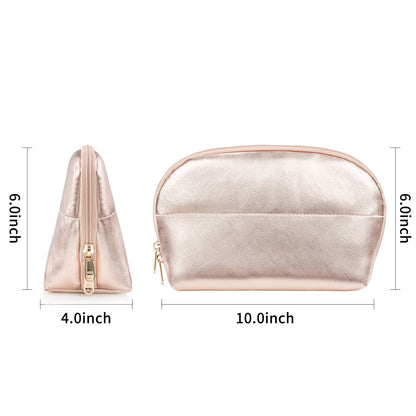 Small Makeup Bag, 2 Layers Travel Make up Organizer Bag with Makeup Brush Holder, Portable Cosmetic Bag for Women/Girls, Blue Flower