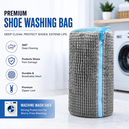 Shoe Washing Machine Bag for Wash & Dry, 4-in-1 Kit 2 Chenille Sneaker Laundry Bags + 2 Dust Bags, Self-Locking Zipper