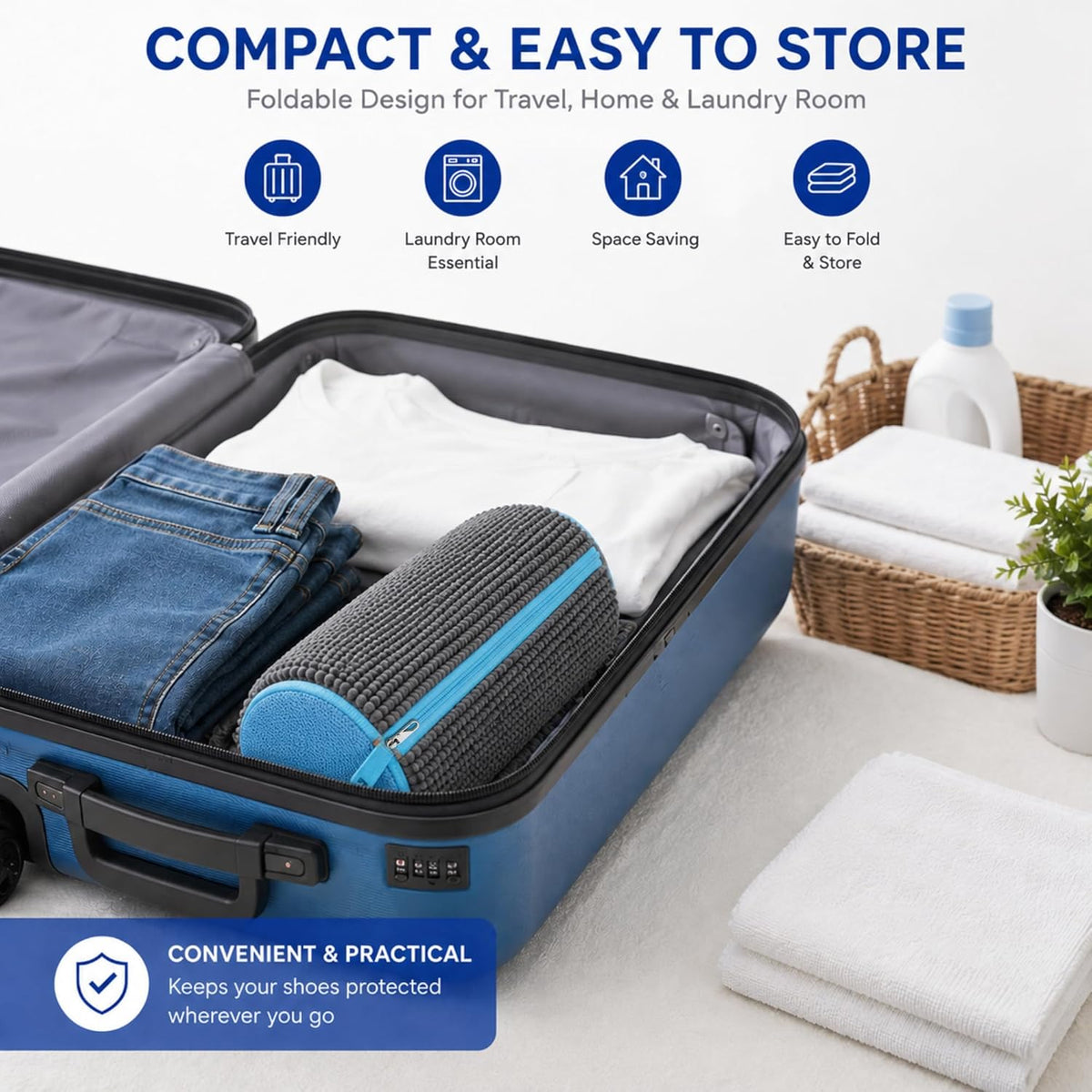 Shoe Washing Machine Bag for Wash & Dry, 4-in-1 Kit 2 Chenille Sneaker Laundry Bags + 2 Dust Bags, Self-Locking Zipper