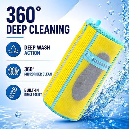 Shoe Washing Machine Bag for Wash & Dry, 4-in-1 Kit 2 Chenille Sneaker Laundry Bags + 2 Dust Bags, Self-Locking Zipper