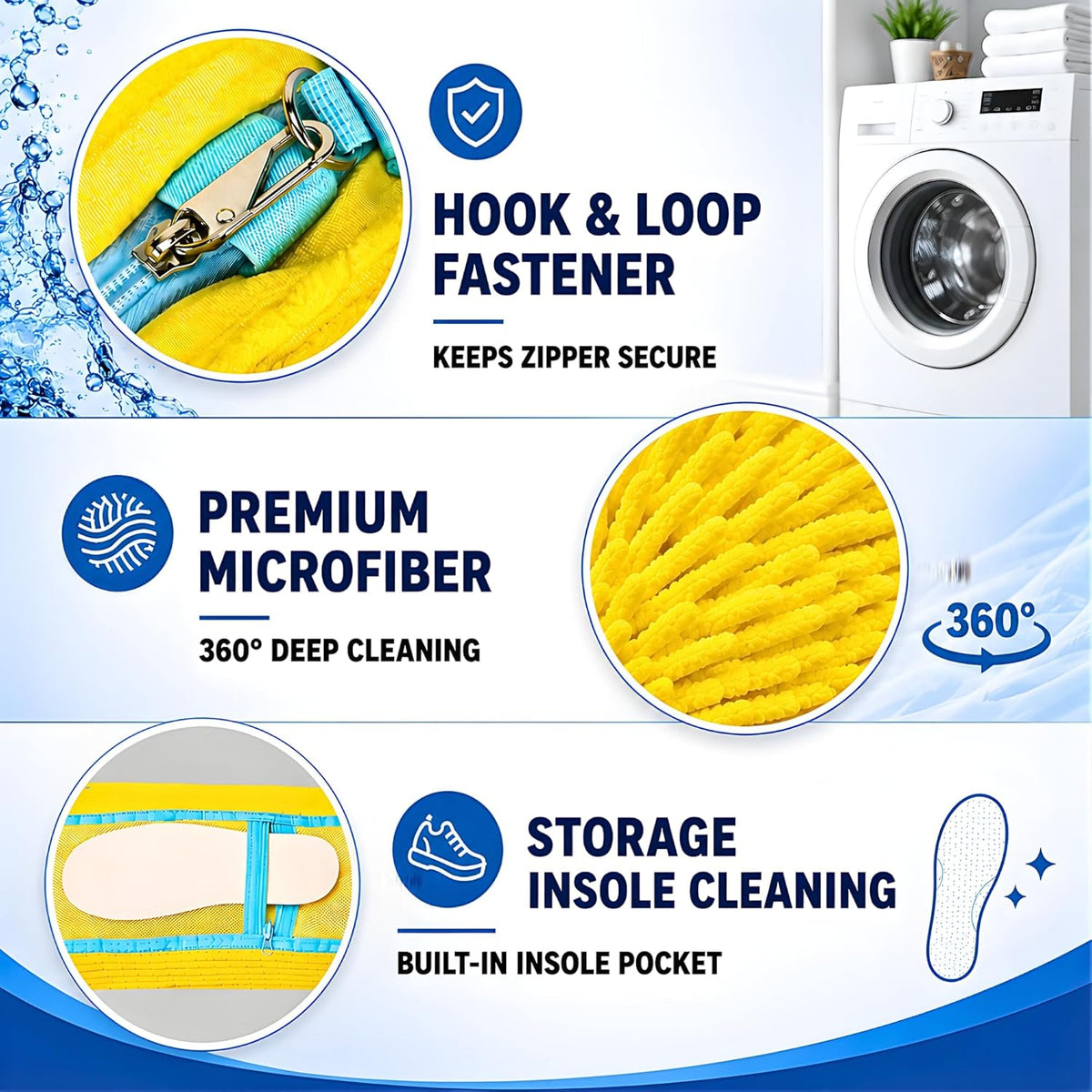 Shoe Washing Machine Bag for Wash & Dry, 4-in-1 Kit 2 Chenille Sneaker Laundry Bags + 2 Dust Bags, Self-Locking Zipper