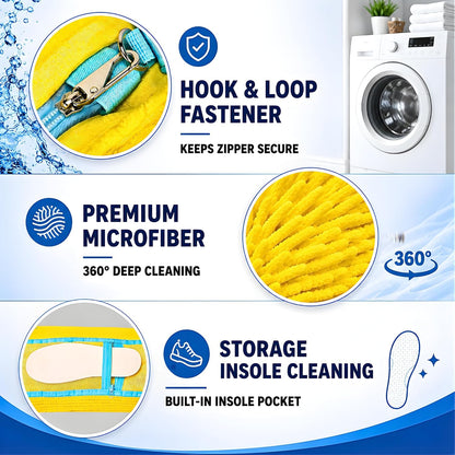 Shoe Washing Machine Bag for Wash & Dry, 4-in-1 Kit 2 Chenille Sneaker Laundry Bags + 2 Dust Bags, Self-Locking Zipper
