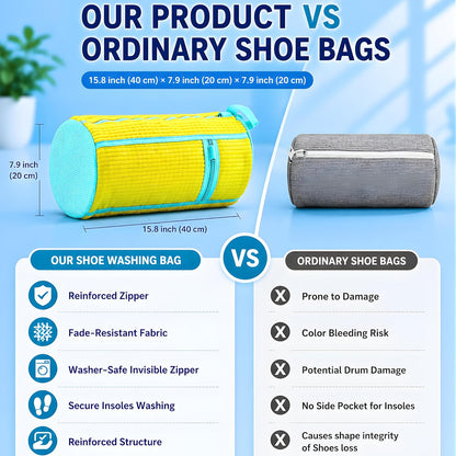 Shoe Washing Machine Bag for Wash & Dry, 4-in-1 Kit 2 Chenille Sneaker Laundry Bags + 2 Dust Bags, Self-Locking Zipper