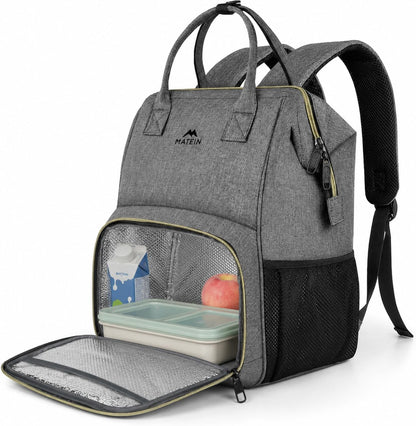 Insulated Lunch Backpack for Women, 15.6 Inch Work Laptop Backpack | with Lunch Compartment, Water-Resistant, Office Picnic College, Computer Backpacks, Meal Prep Bag, Gifts for Nurse Teacher