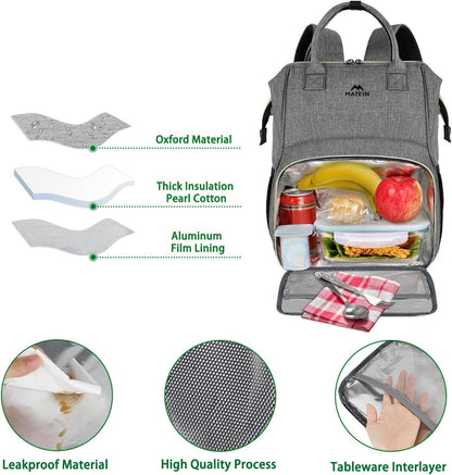 Insulated Lunch Backpack for Women, 15.6 Inch Work Laptop Backpack | with Lunch Compartment, Water-Resistant, Office Picnic College, Computer Backpacks, Meal Prep Bag, Gifts for Nurse Teacher