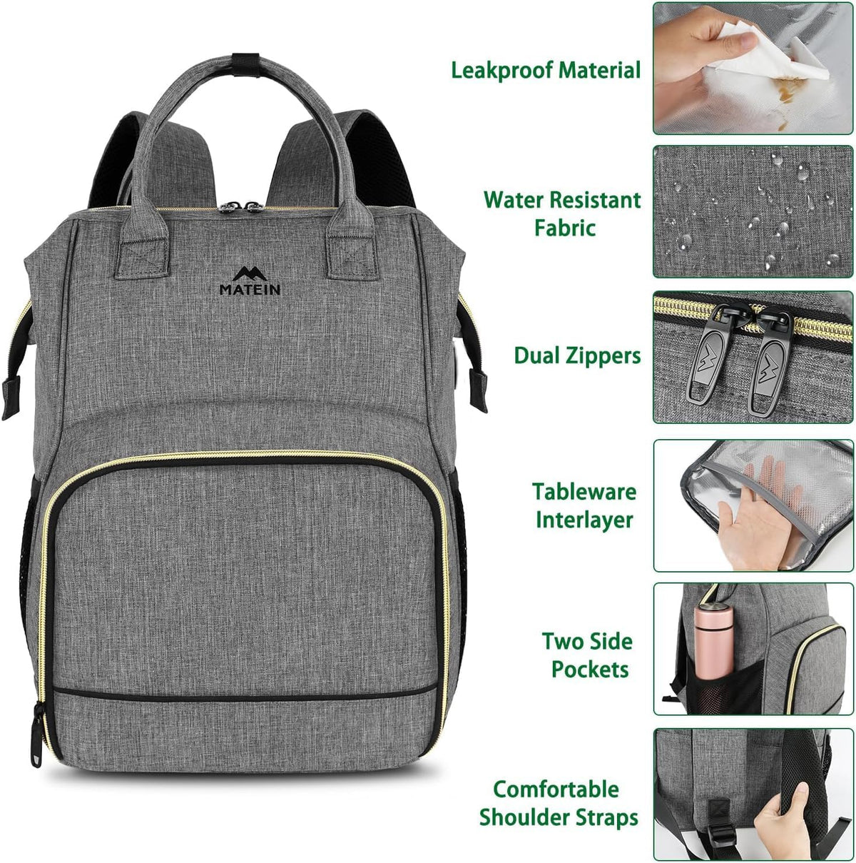 Insulated Lunch Backpack for Women, 15.6 Inch Work Laptop Backpack | with Lunch Compartment, Water-Resistant, Office Picnic College, Computer Backpacks, Meal Prep Bag, Gifts for Nurse Teacher