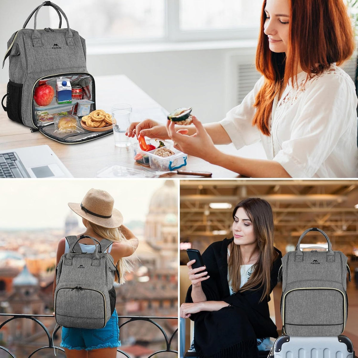 Insulated Lunch Backpack for Women, 15.6 Inch Work Laptop Backpack | with Lunch Compartment, Water-Resistant, Office Picnic College, Computer Backpacks, Meal Prep Bag, Gifts for Nurse Teacher