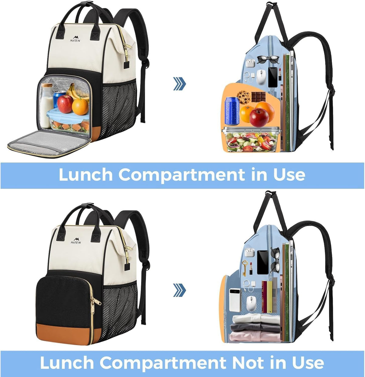 Insulated Lunch Backpack for Women, 15.6 Inch Work Laptop Backpack | with Lunch Compartment, Water-Resistant, Office Picnic College, Computer Backpacks, Meal Prep Bag, Gifts for Nurse Teacher