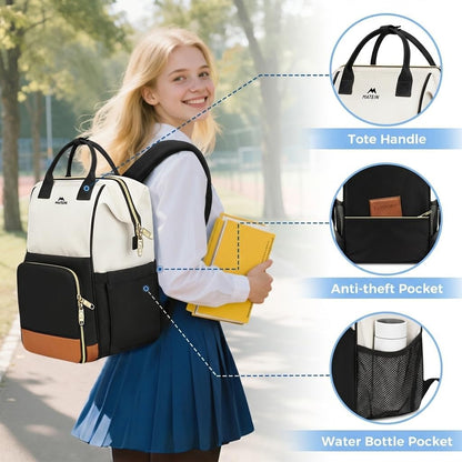 Insulated Lunch Backpack for Women, 15.6 Inch Work Laptop Backpack | with Lunch Compartment, Water-Resistant, Office Picnic College, Computer Backpacks, Meal Prep Bag, Gifts for Nurse Teacher