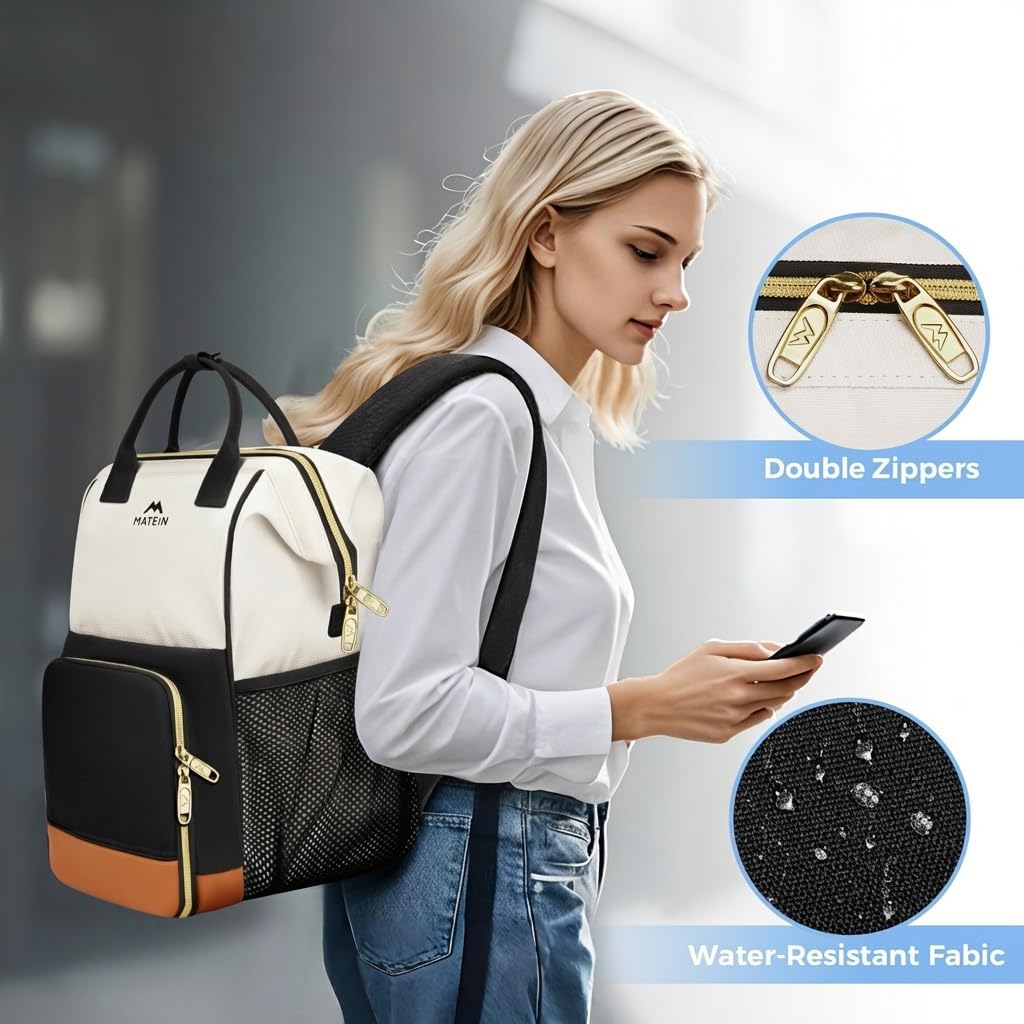 Insulated Lunch Backpack for Women, 15.6 Inch Work Laptop Backpack | with Lunch Compartment, Water-Resistant, Office Picnic College, Computer Backpacks, Meal Prep Bag, Gifts for Nurse Teacher