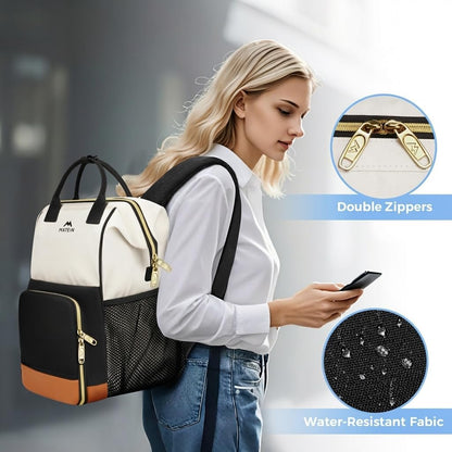 Insulated Lunch Backpack for Women, 15.6 Inch Work Laptop Backpack | with Lunch Compartment, Water-Resistant, Office Picnic College, Computer Backpacks, Meal Prep Bag, Gifts for Nurse Teacher
